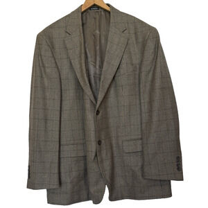 Oscar De La Renta Mens Lambswool Cashmere Plaid Sport Coat Size 48R Luxury Blaze